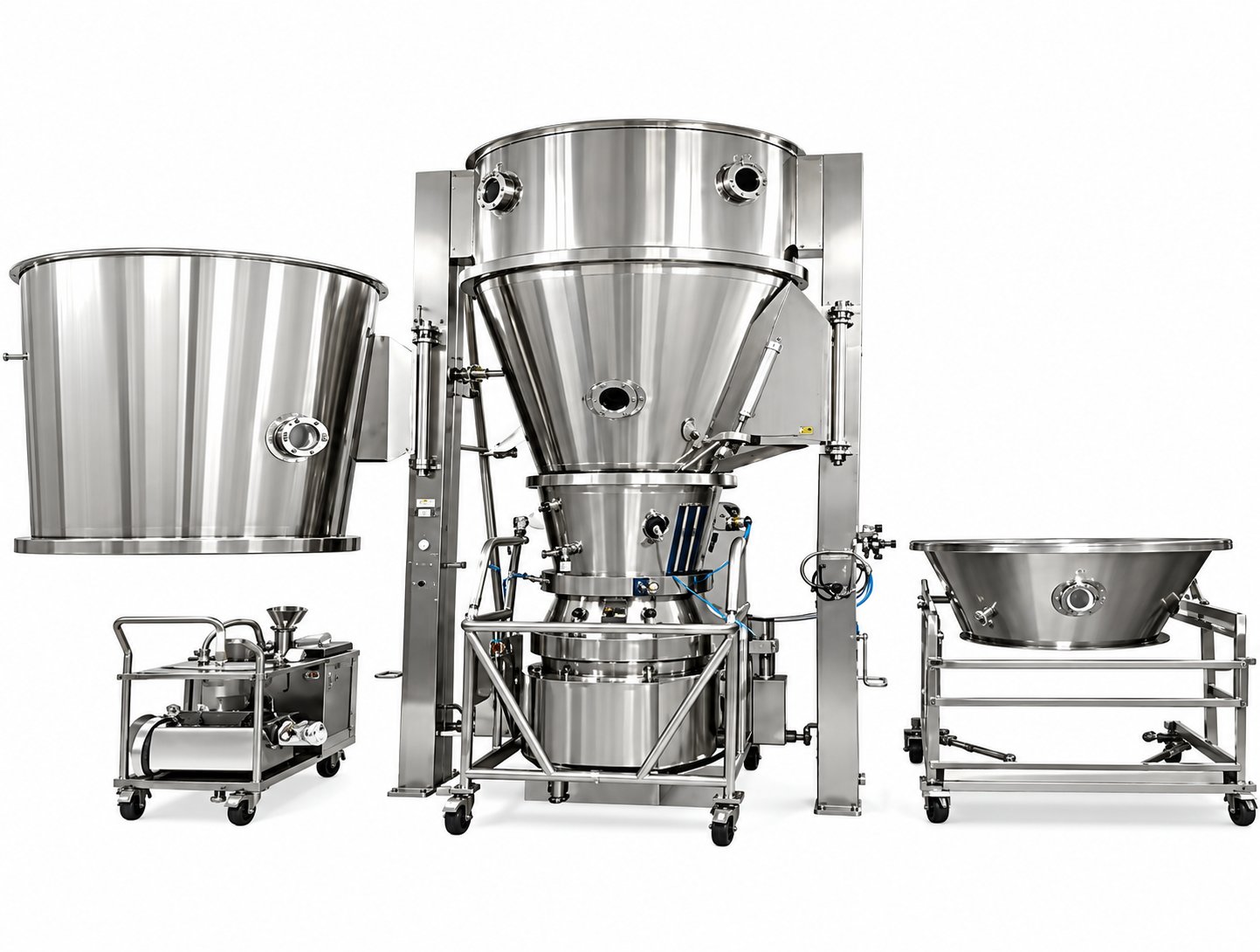 Complete fluid bed dryer system for powder and granule drying