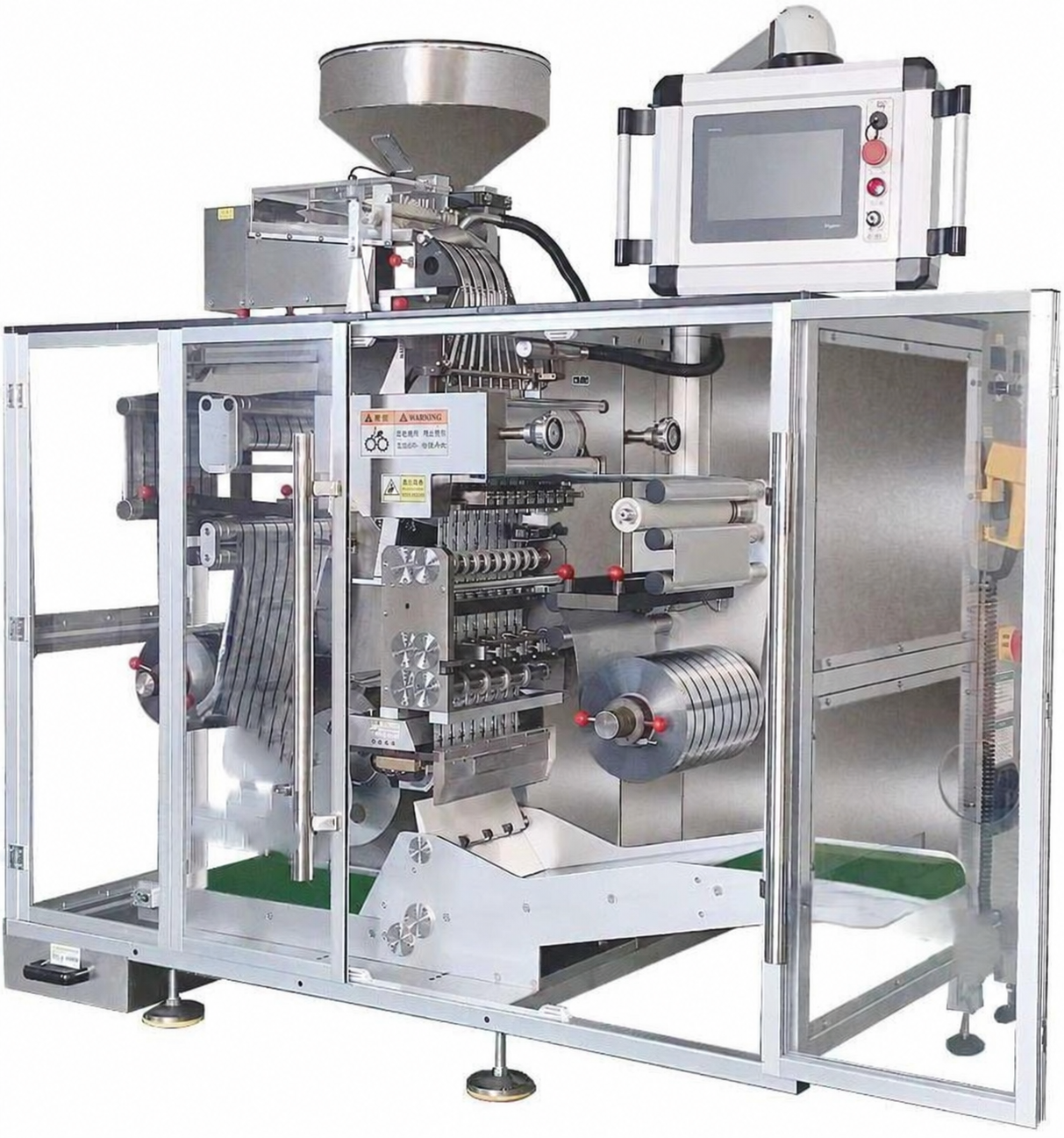 Automatic strip packaging machine for medicine, chemical and food products by PT Synergy Abadi Sentosa
