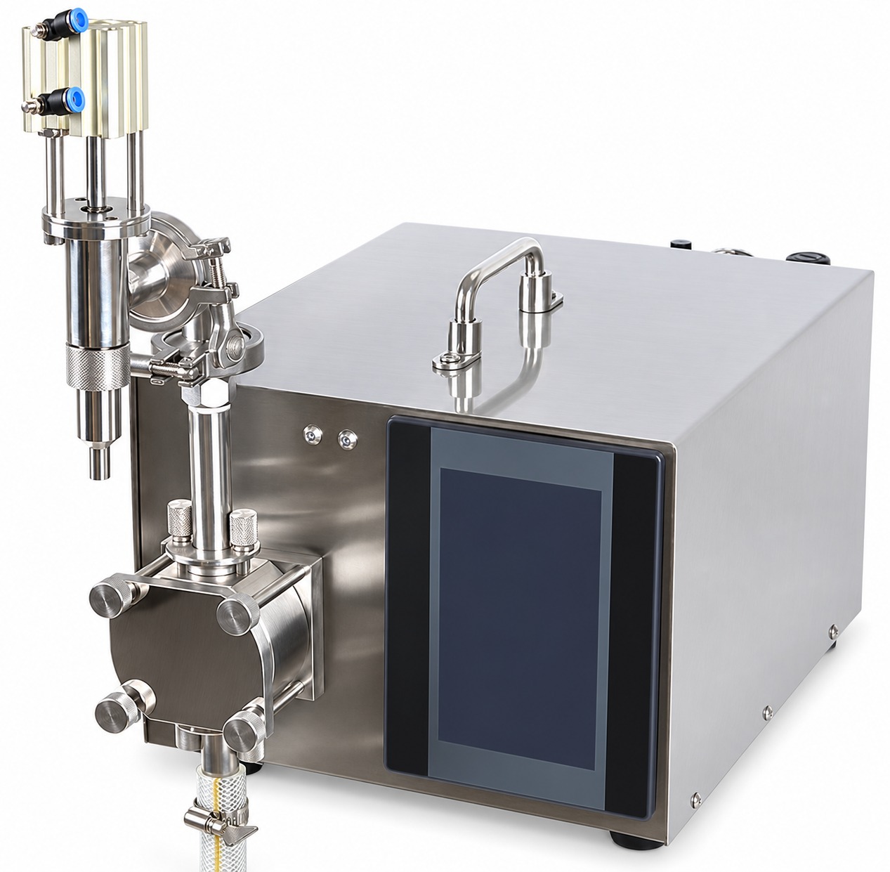 Semi-automatic gear pump filling machine for chemical, food, grease and semi-fluid materials by PT Synergy Abadi Sentosa