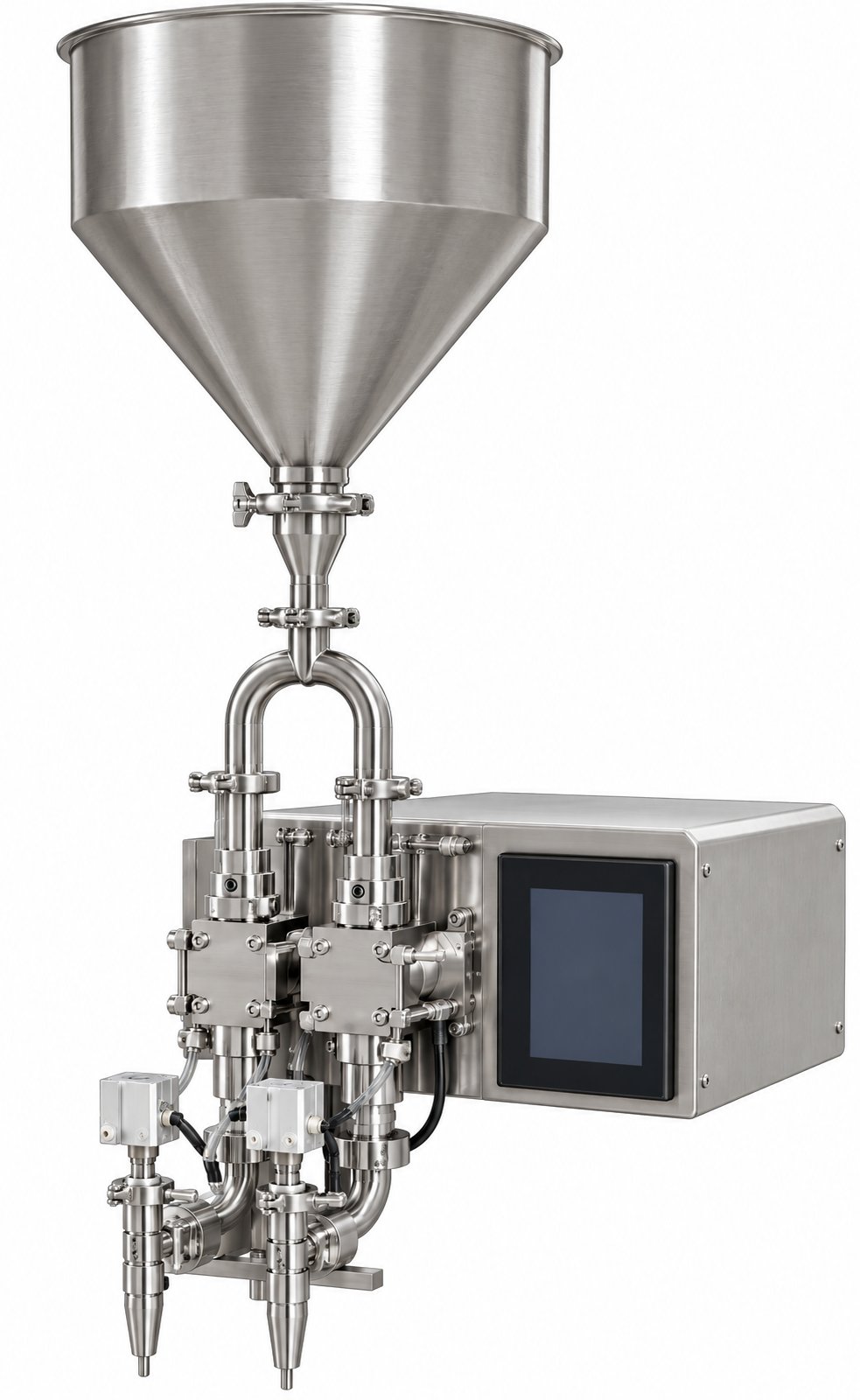 Servo-driven twin-head gear pump liquid and paste filling machine